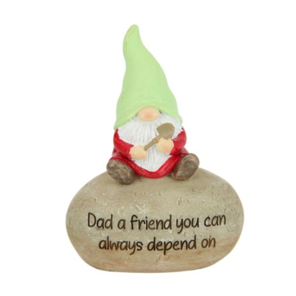 Gnome On Rock Wording For Dad - 9cm