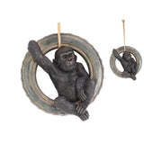 Load image into Gallery viewer, Gorilla Hanging in Tyre Swing Figurine Statue Garden Sculpture - 42cm

