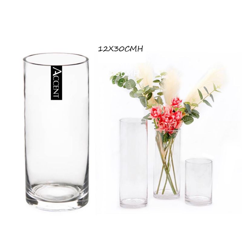 Glass Cylinder Vase - 12cm x 30cm