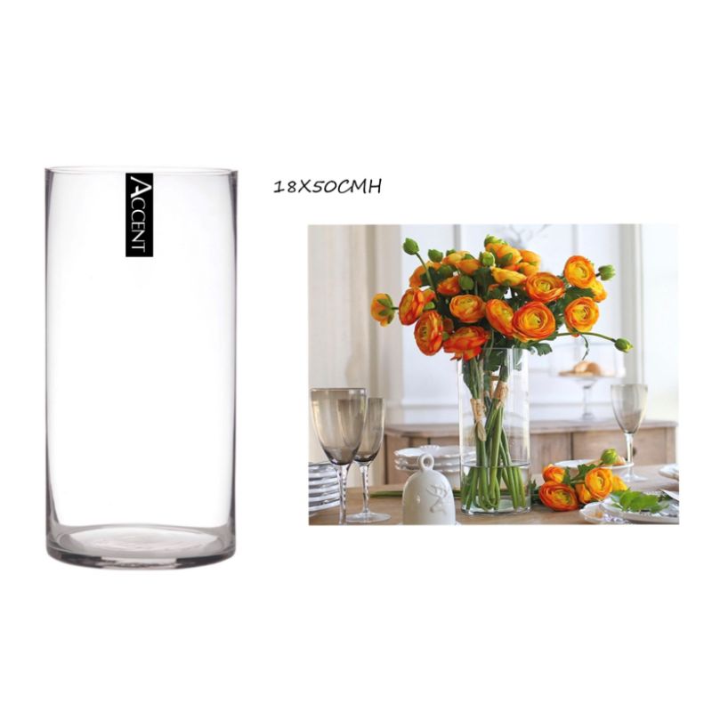 Glass Cylinder Vase - 18cm x 50cm