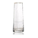 Load image into Gallery viewer, Cone Shaped Glass Vase Patterned With Gold Rim - 8cm x 10cm x 27cm
