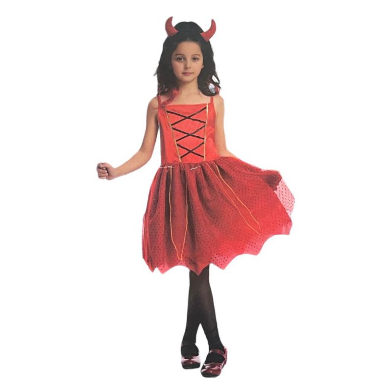 Girls Devil Red Dress Costume