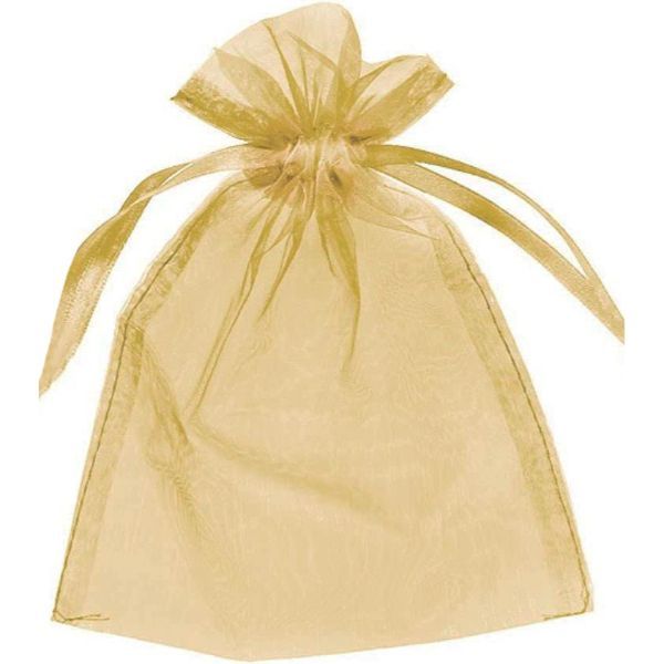 10 Pack Gold Organza Bag - 10cm x 14cm