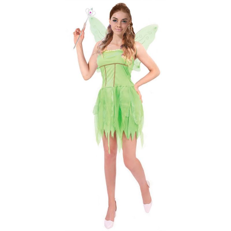 Womens Green Fairy Dress Costume - M/L