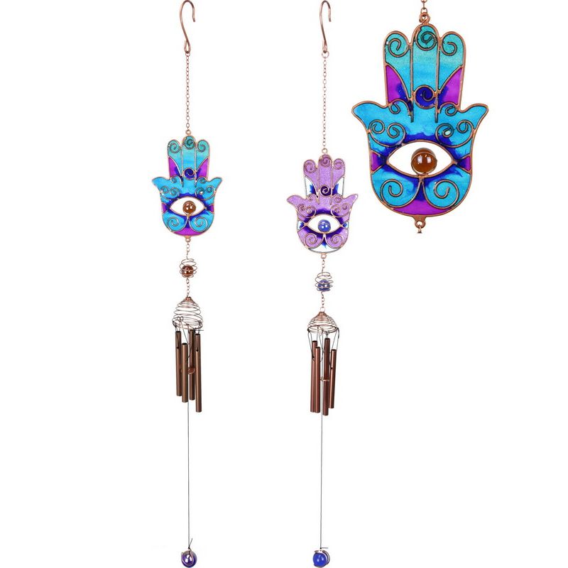 Hamsa Hand Two Tone Wind Chime - Approx 70cm