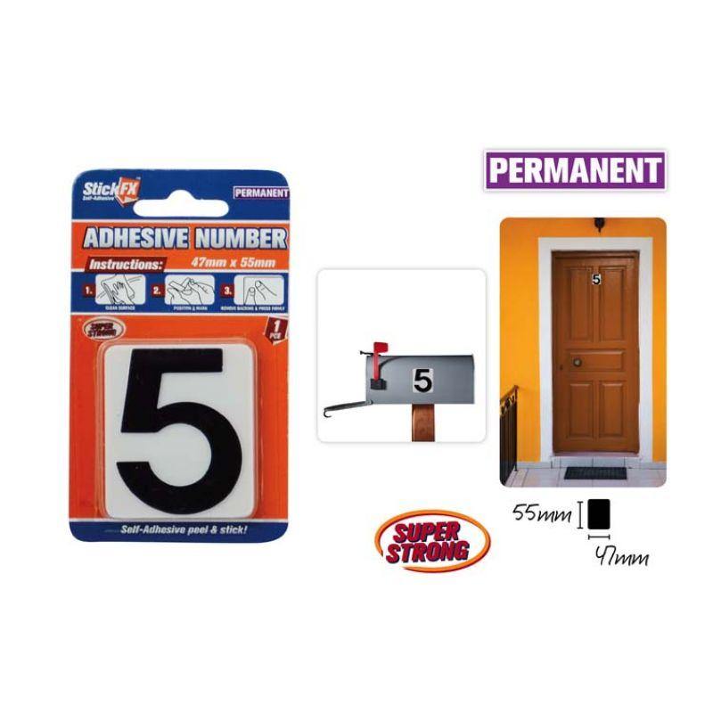 Black/White Adhesive Number 5 - 55mm x 47mm - The Base Warehouse