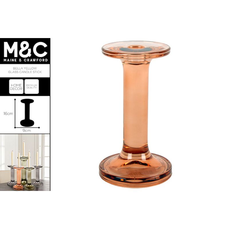 Bella Glass Stick Candle Holder - 16cm x 9cm x