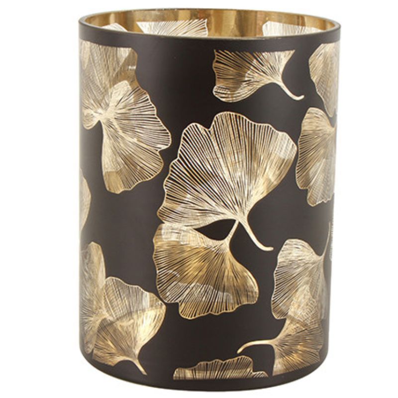 Maalik Glass Ginkgo Candle Holder - 21cm x 15cm x 15cm