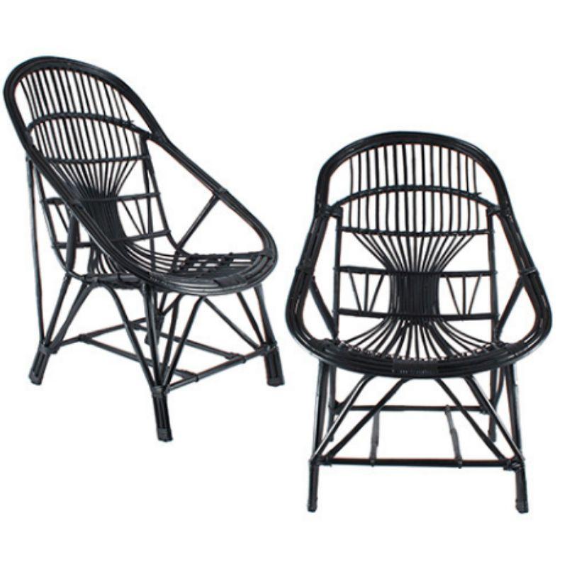 Wilkes Black Cane Chair - 88cm x 60cm x 40cm