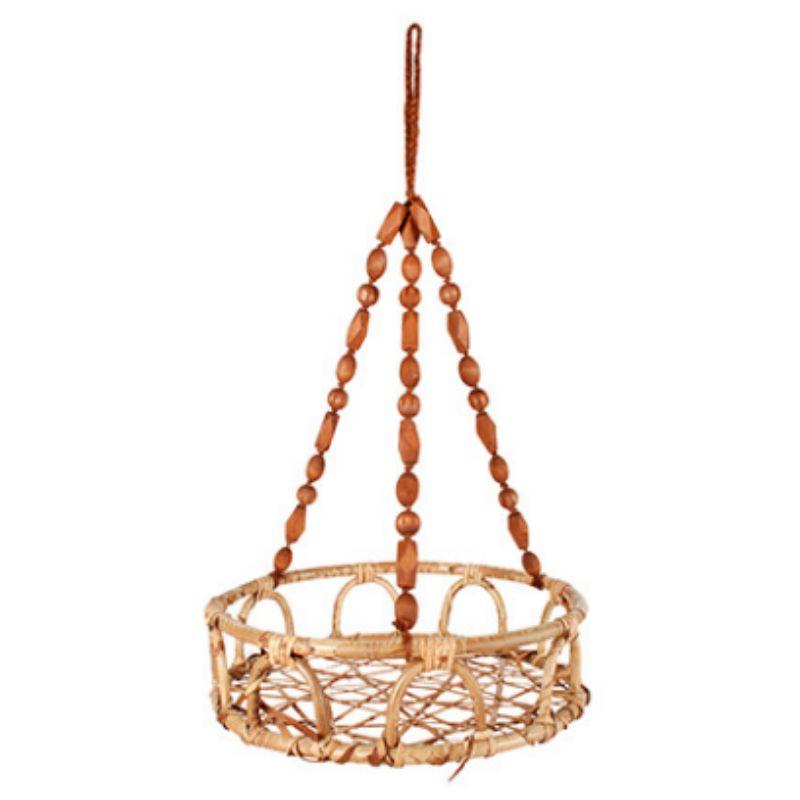 Luna Rattan and Bead Hanging Basket Pot - 60cm x 35cm