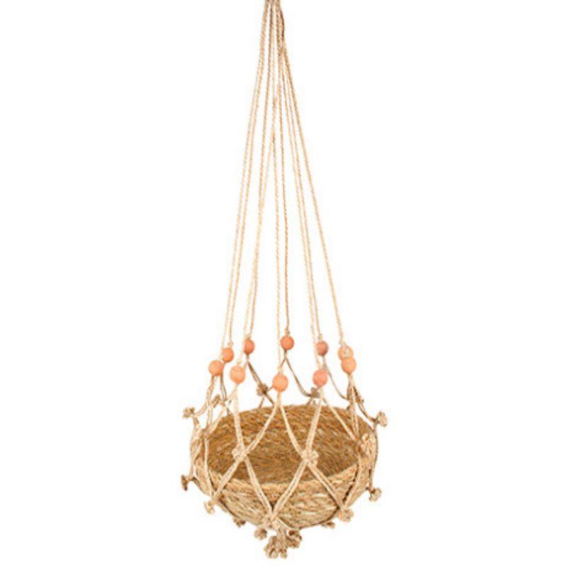 Mooj Orange Beads Planter Hanger with Basket - 24cm x 9cm