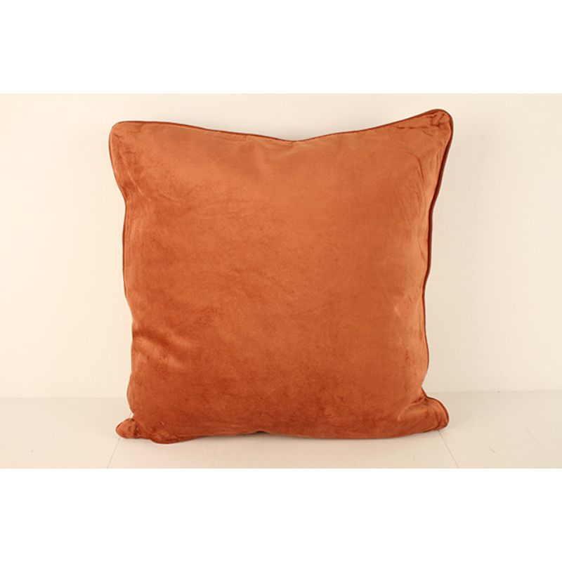 Golden Brown Makenna Velvet Cushion with Piping - 50cm x 50cm