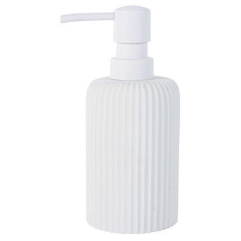 Ribbed Poly Resin Soap Dispenser - 17cm x 7cm x 7cm