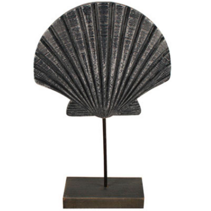 Seashell Wooden Ornament on Stand - 25cm x 16cm x 5cm