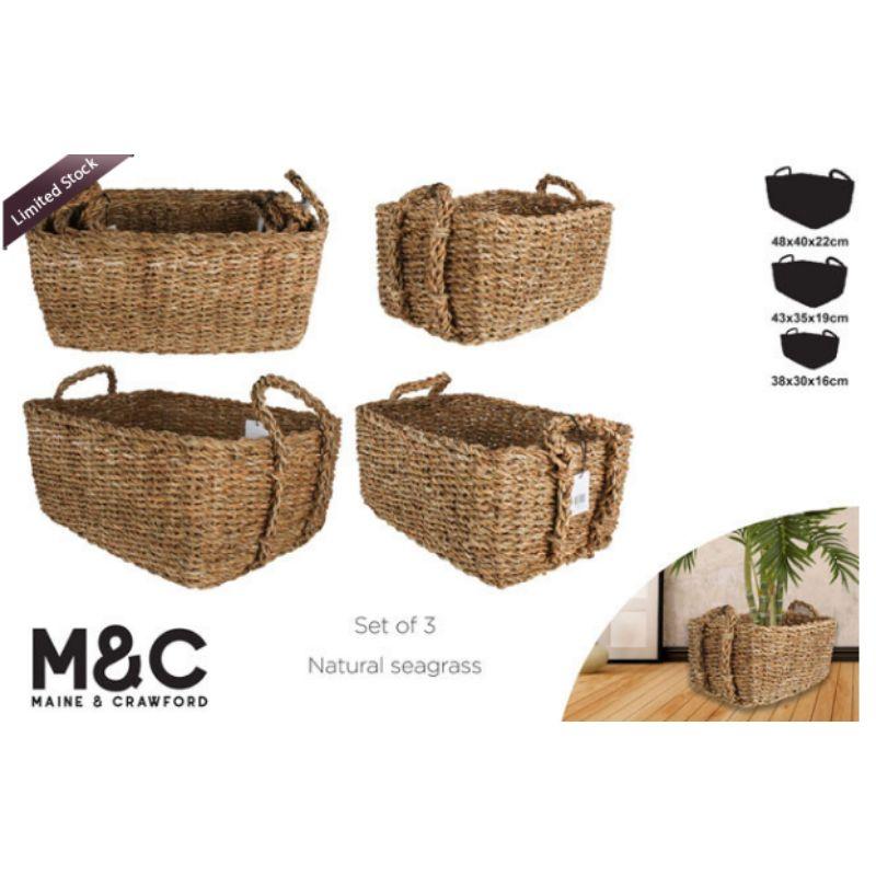Bribie Seagrass Rectangle Basket with Handle