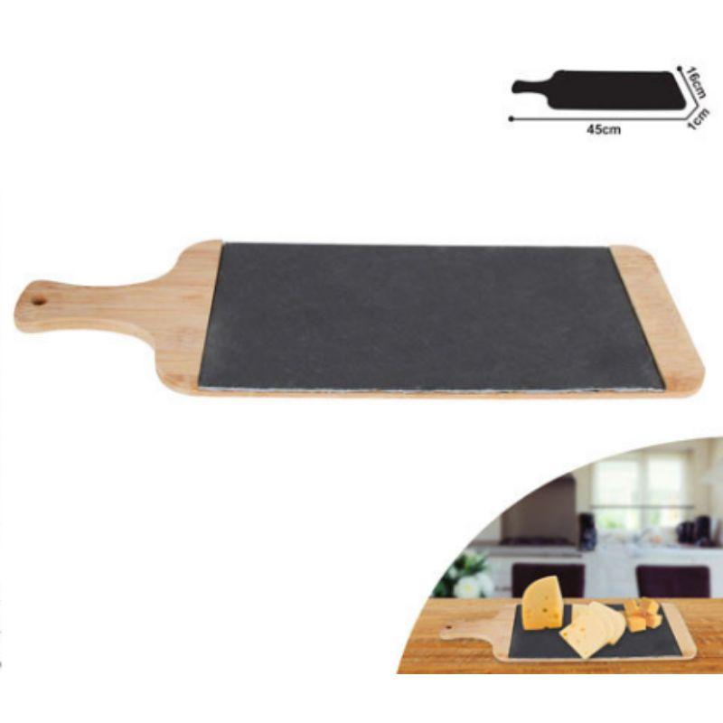 Lovina Bamboo Slate Cheese Board with Etching - 45cm x 16cm