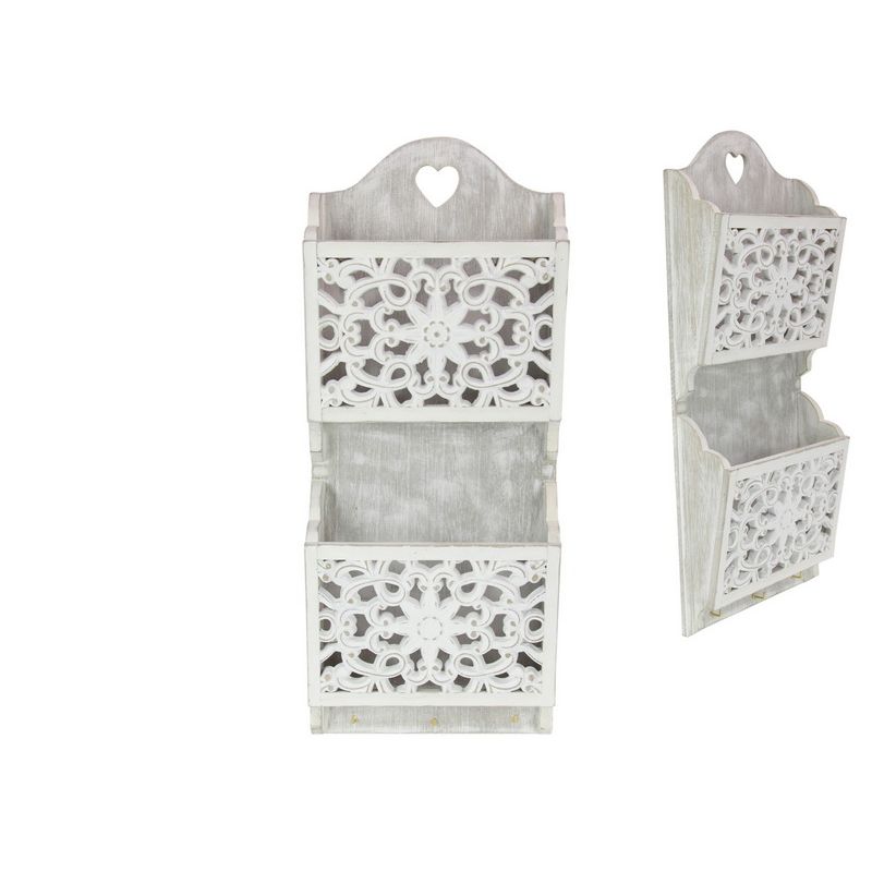 White Twin Hanging Filigree Holder - 43cm