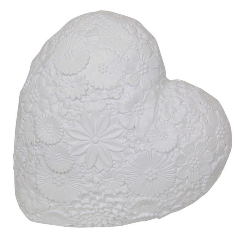 White Floral Heart - 14cm