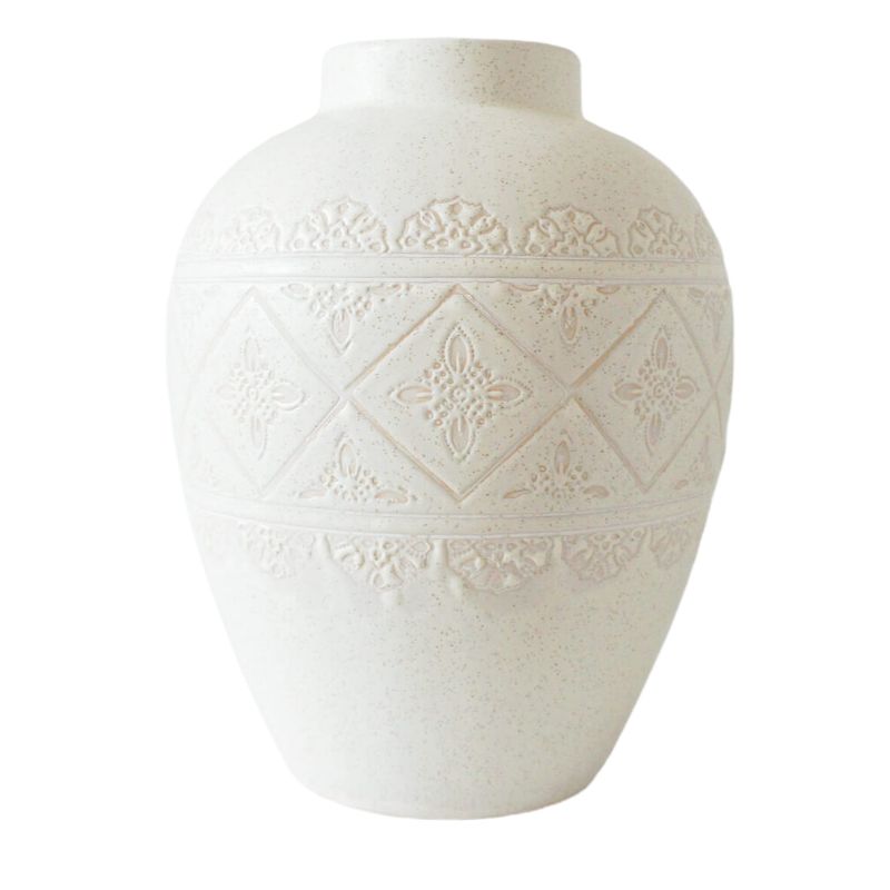 Antique White Victoria Decorative Medium Vase - 20cm x 20cm x 25cm