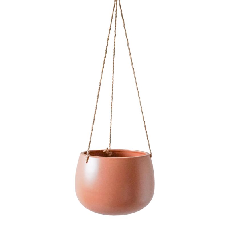Rust Cornelus Wide Hanging Pot Ceramic Planter - 20cm x 20cm x 14cm