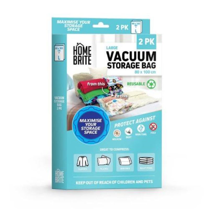 2 Pack Large Vacuum Storage Bags - 80cm x 100cm
