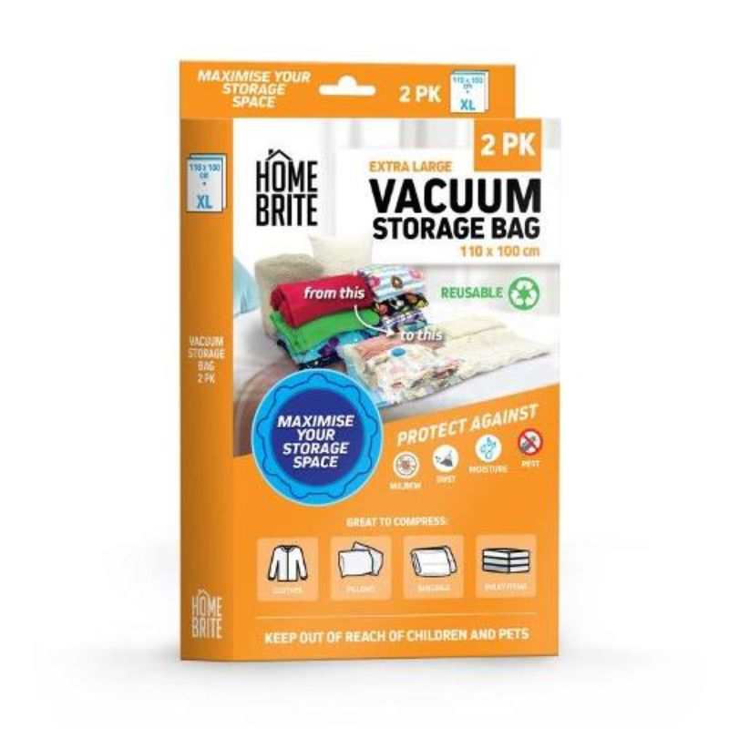 2 Pack Extra Large Vacuum Storage Bags - 110cm x 100cm