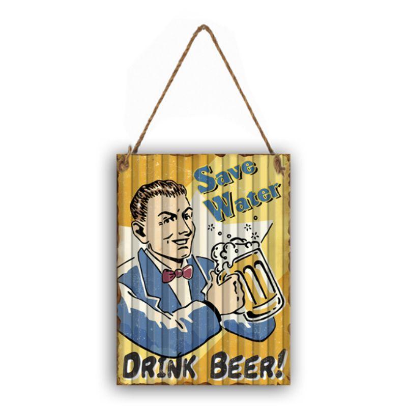 Save Water Drink Beer Bar Sign - 29cm x 40cm