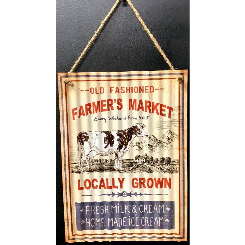 Farmers Market Corrugated Metal Sign - 30cm x 40cm