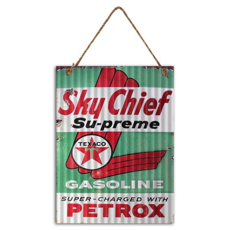 Sky Chief Supreme Gasoline Corrugated Metal Sign - 30cm x 40cm