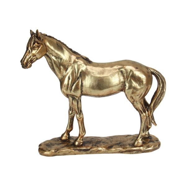 Gold Standing Horse on Base - 34cm