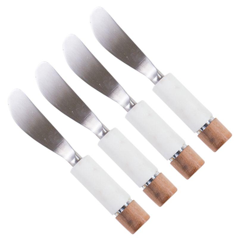 Carrara Bianco Marbel Handle Spreader Knife Set - Bone - set of 4