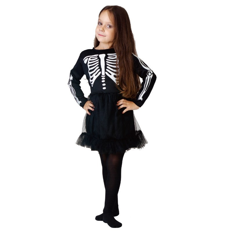 Girls Skeleton Dress Costume