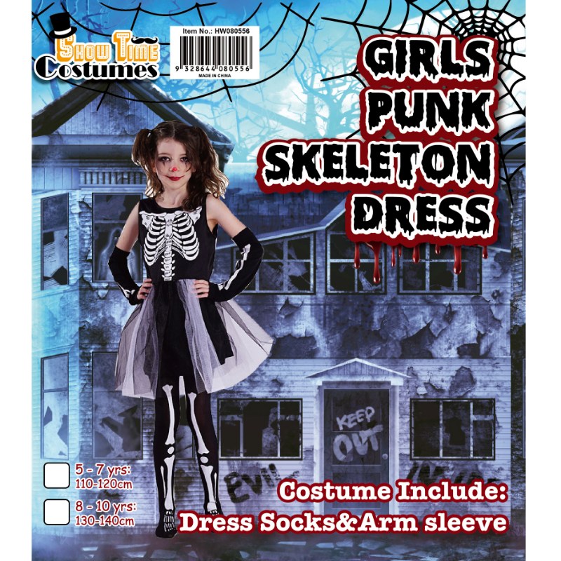 Girls Punk Skeleton Costume