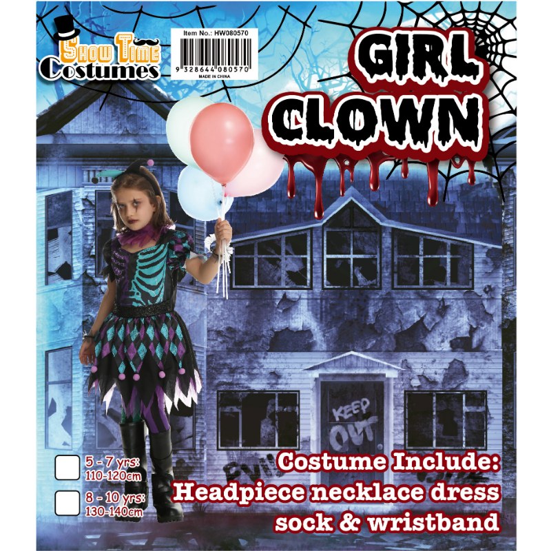 Girls Carnival Clown Costume