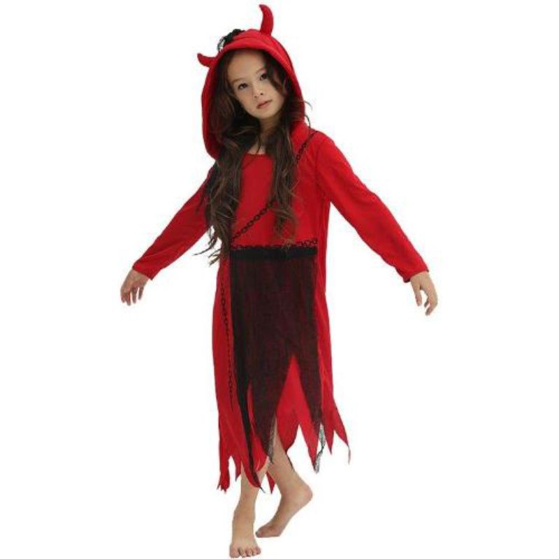Girls Hooded Devil Costume