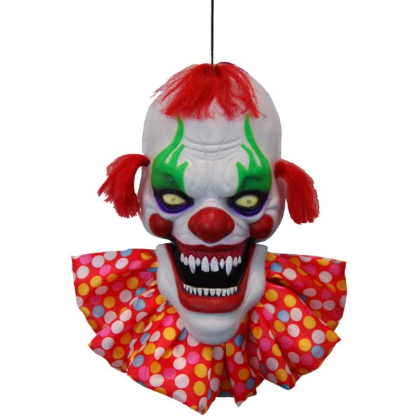 Creepy Talking Clown Head With Light Up Eyes - 58cm