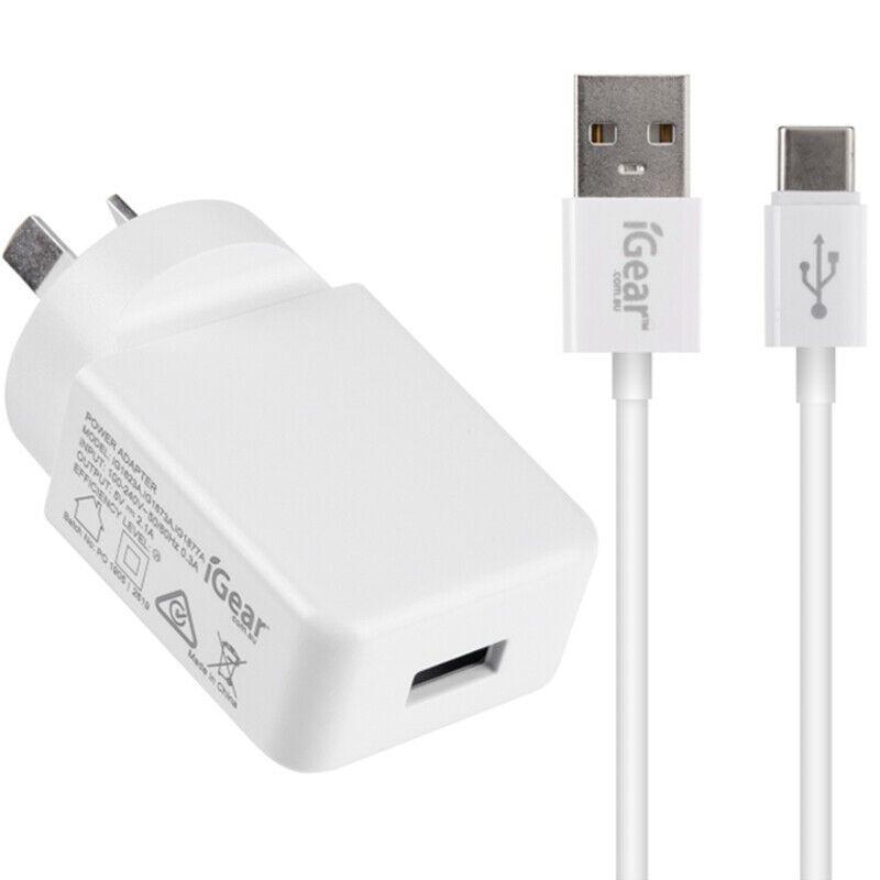 iGear 240V Charger with White Type C USB Charge/Sync Cable