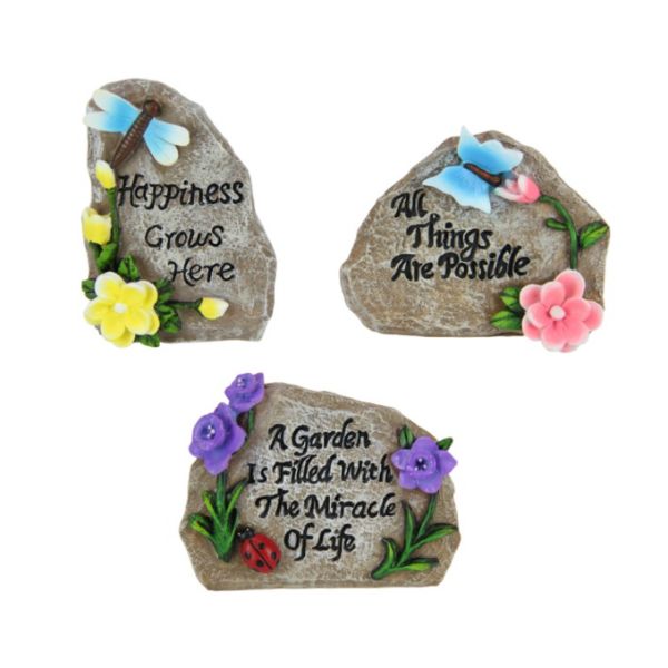 Inspirational Rock With Flowers - 11cm