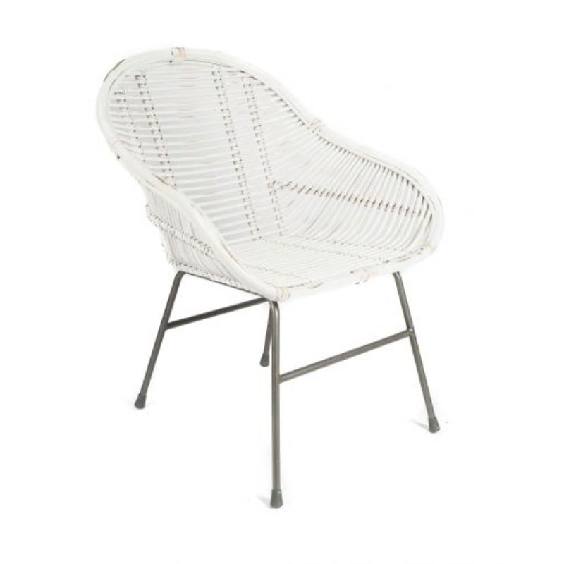 White Rattan Malta Armchair - 86.5cm x 67cm x 68cm