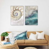 Load image into Gallery viewer, Indigo Waves Crest Cushion - 30cm x 50cm
