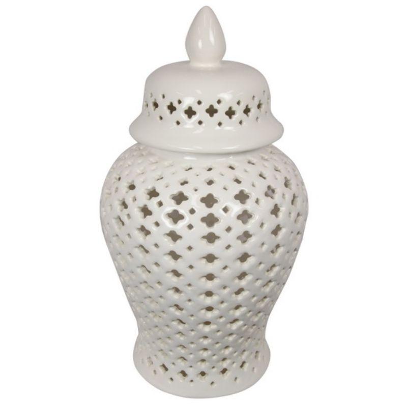 White Morrocan Round Temple Jar - 37cm