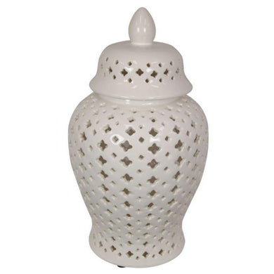 White Morrocan Round Temple Jar - 42cm - The Base Warehouse