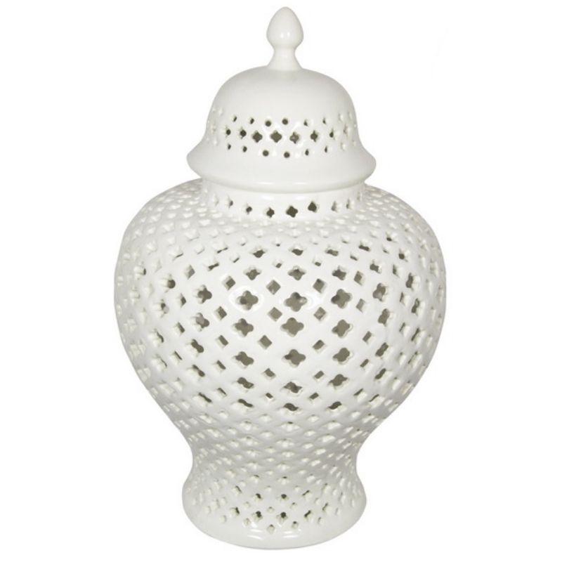 White Round Moroccan Ginger Jar - 37cm