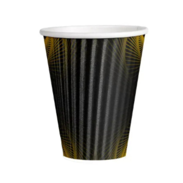 25 Pack Black Triple Wall Ripple Coffee Cup - 350ml