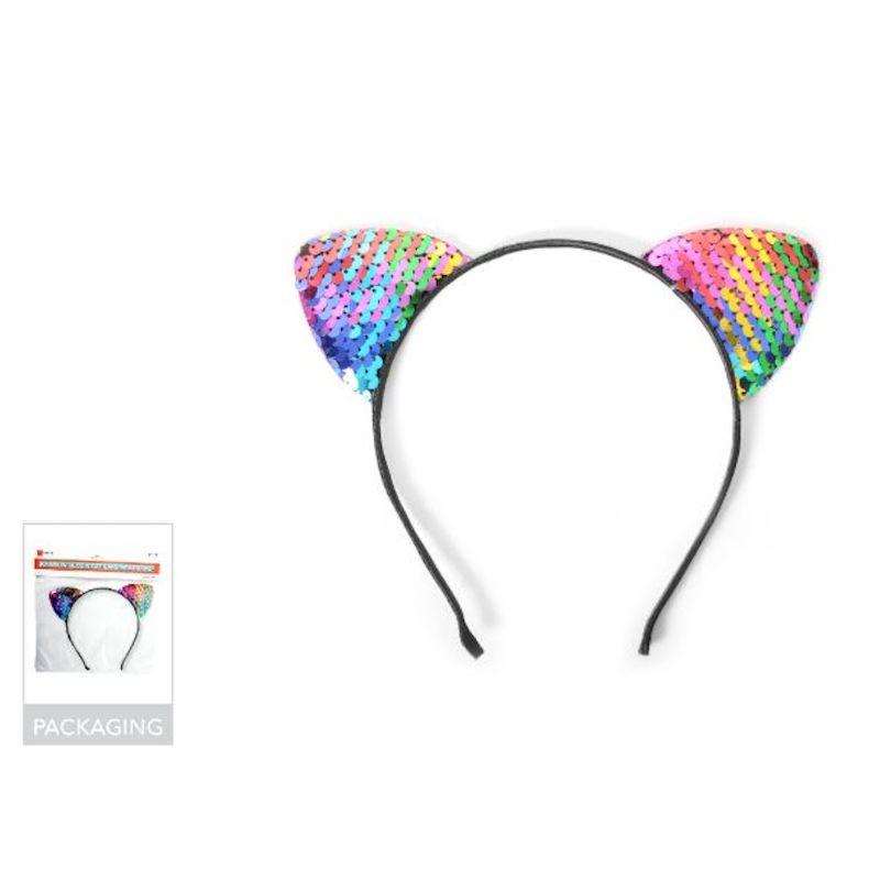 Sequin Rainbow Cat Ears Headband