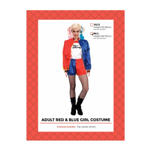 Adult Red and Blue Girl Costume (M/L)