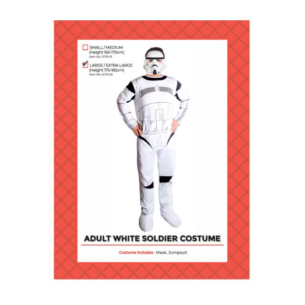 White Soldier Adult Costume - Large / X-Large