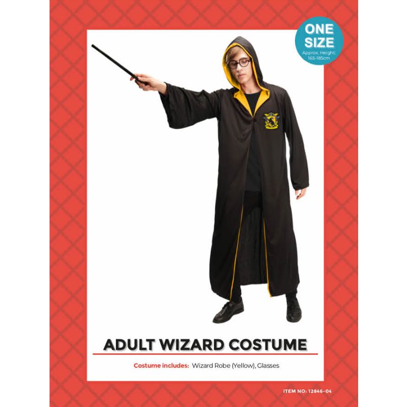 Adults Yellow Wizard Costume - One Size Fits Most