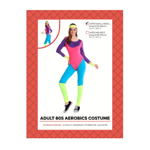 Aerobics 80s Adult Costume - X-Small / Small