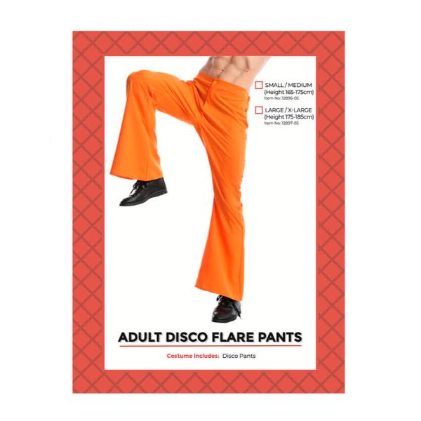 Orange Flare Adult Disco Pants - Small / Medium